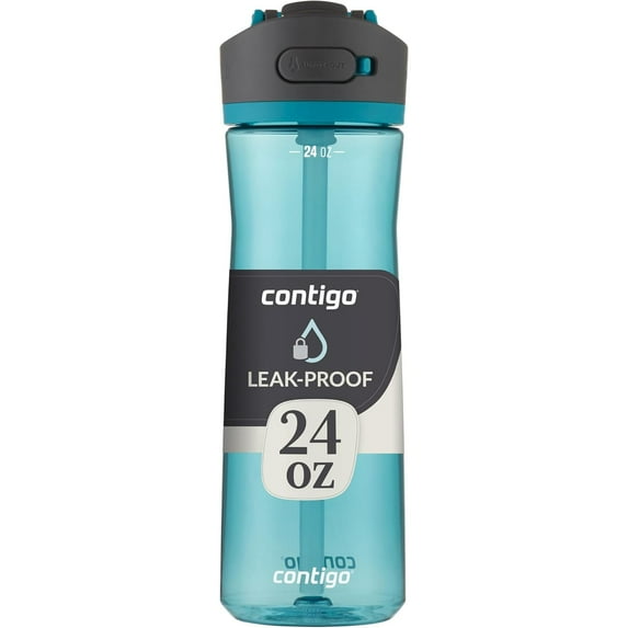 Contigo 2143068 Plastic Water Bottle, Autospout Lid, Teal, 24 oz. - Quantity 1