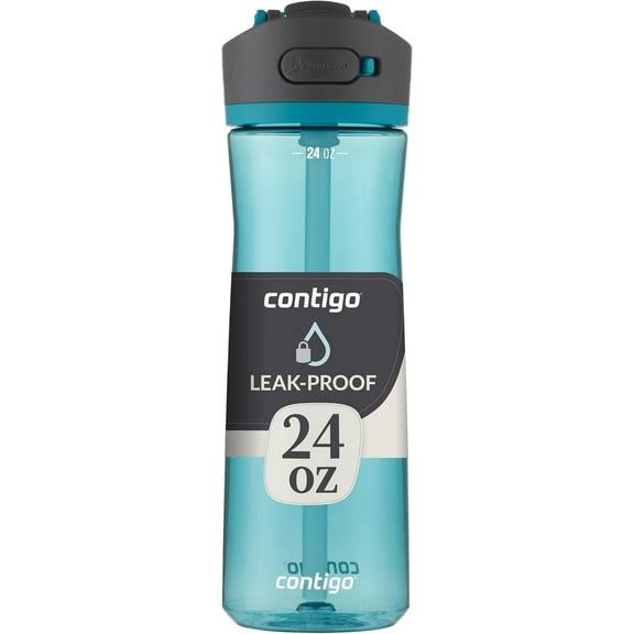 Contigo 2143068 Plastic Water Bottle, Autospout Lid, Teal, 24 oz. - Quantity 1