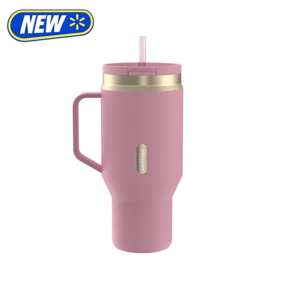 Contigo 30oz SnapSeal Insulated Stainless Steel Tumbler with Straw, Pink Diamond/Champagne