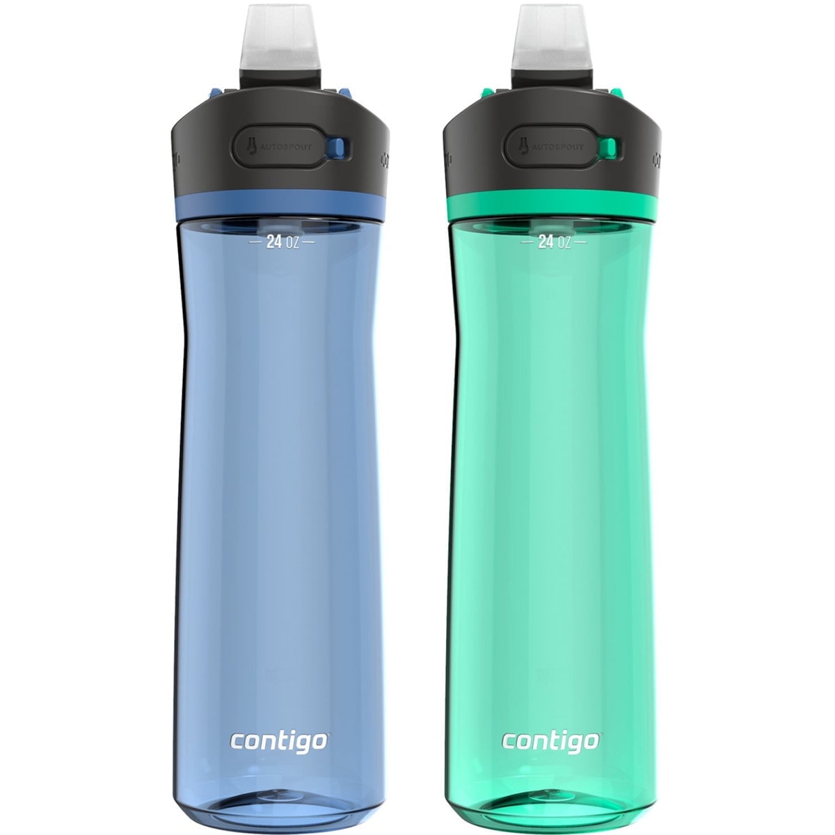 Contigo Ashland 2.0 AUTOSPOUT Water Bottle, 24 oz, 2-Pack, Blueberry; Agave