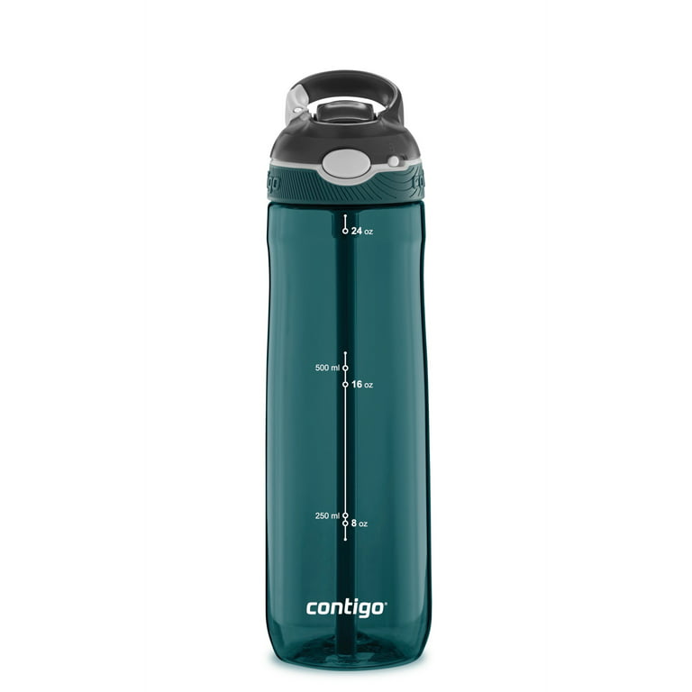 Contigo Ashland 24 oz Chard and Black Print Plastic Water Bottle with Straw and Wide Mouth Lid Walmart.com