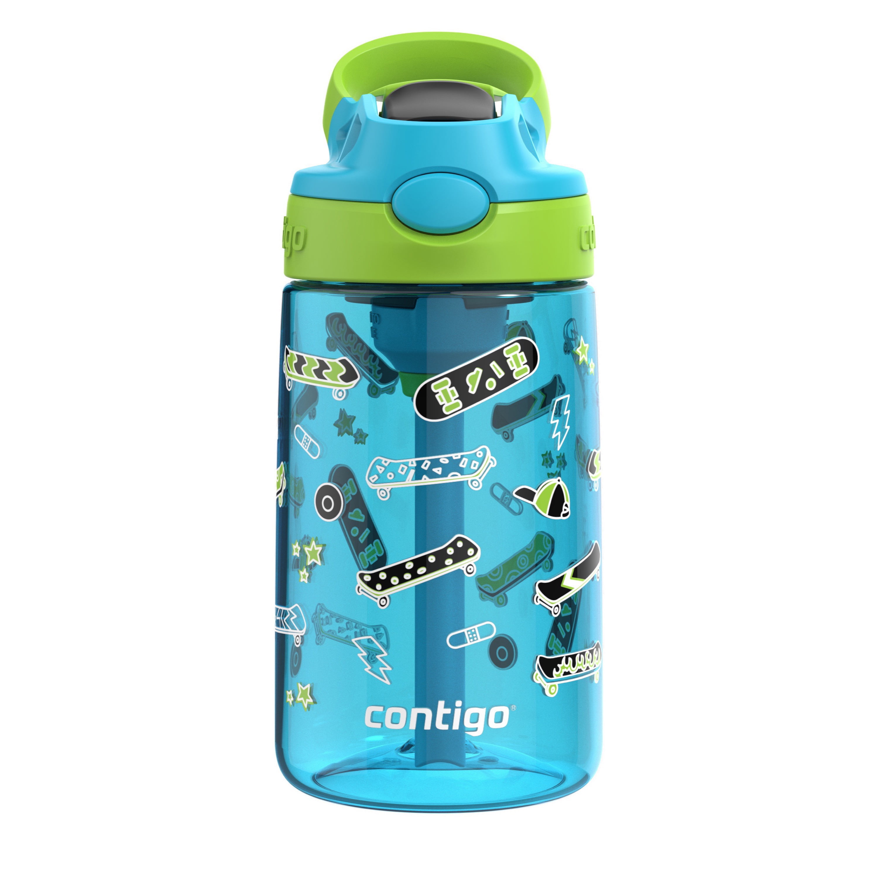 Contigo Kids Water Bottle with Redesigned AUTOSPOUT Straw, Blue, 14 oz