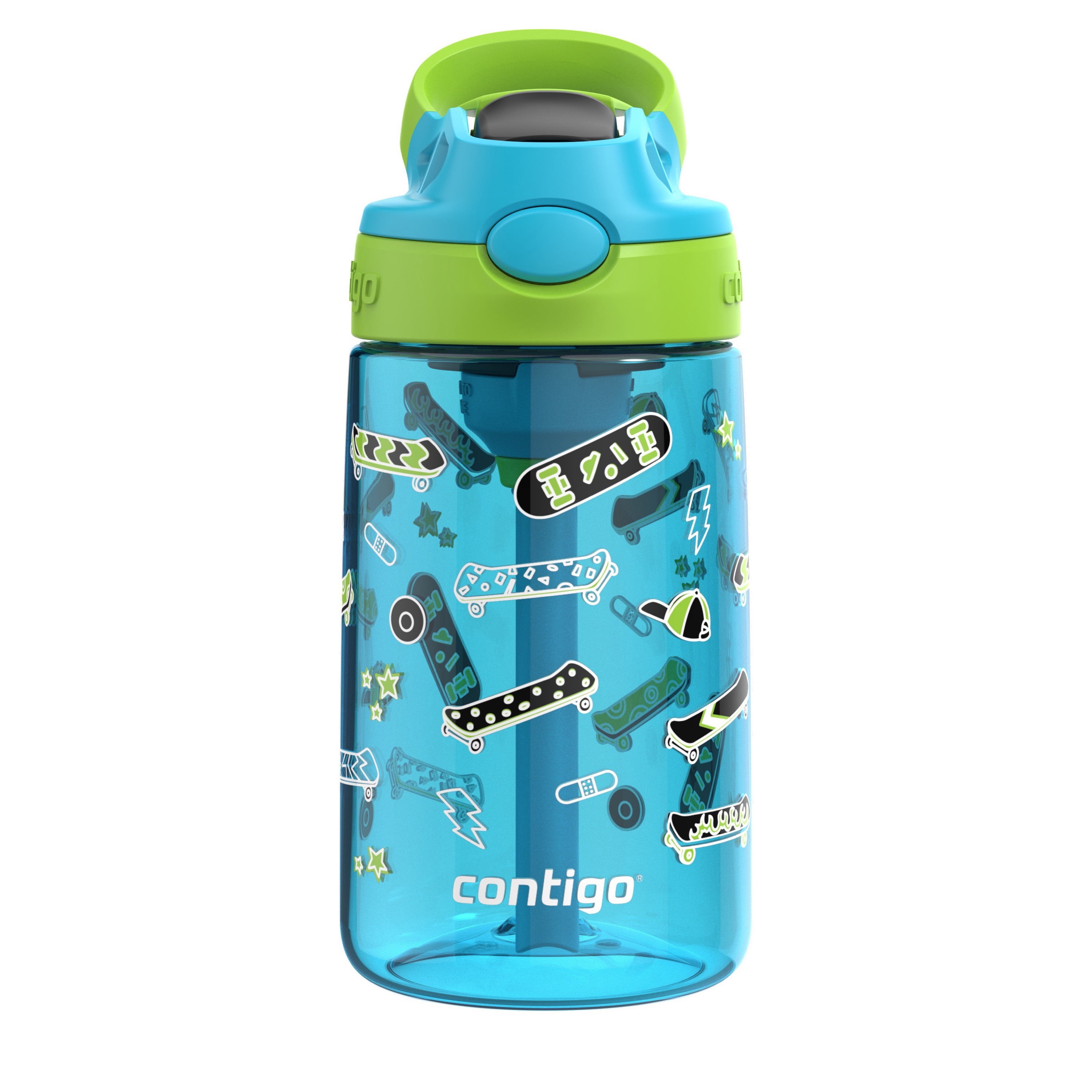 Contigo Aubrey Leak-Proof Spill-Proof Water Bottle, Blue Butterflies, 14  oz. 