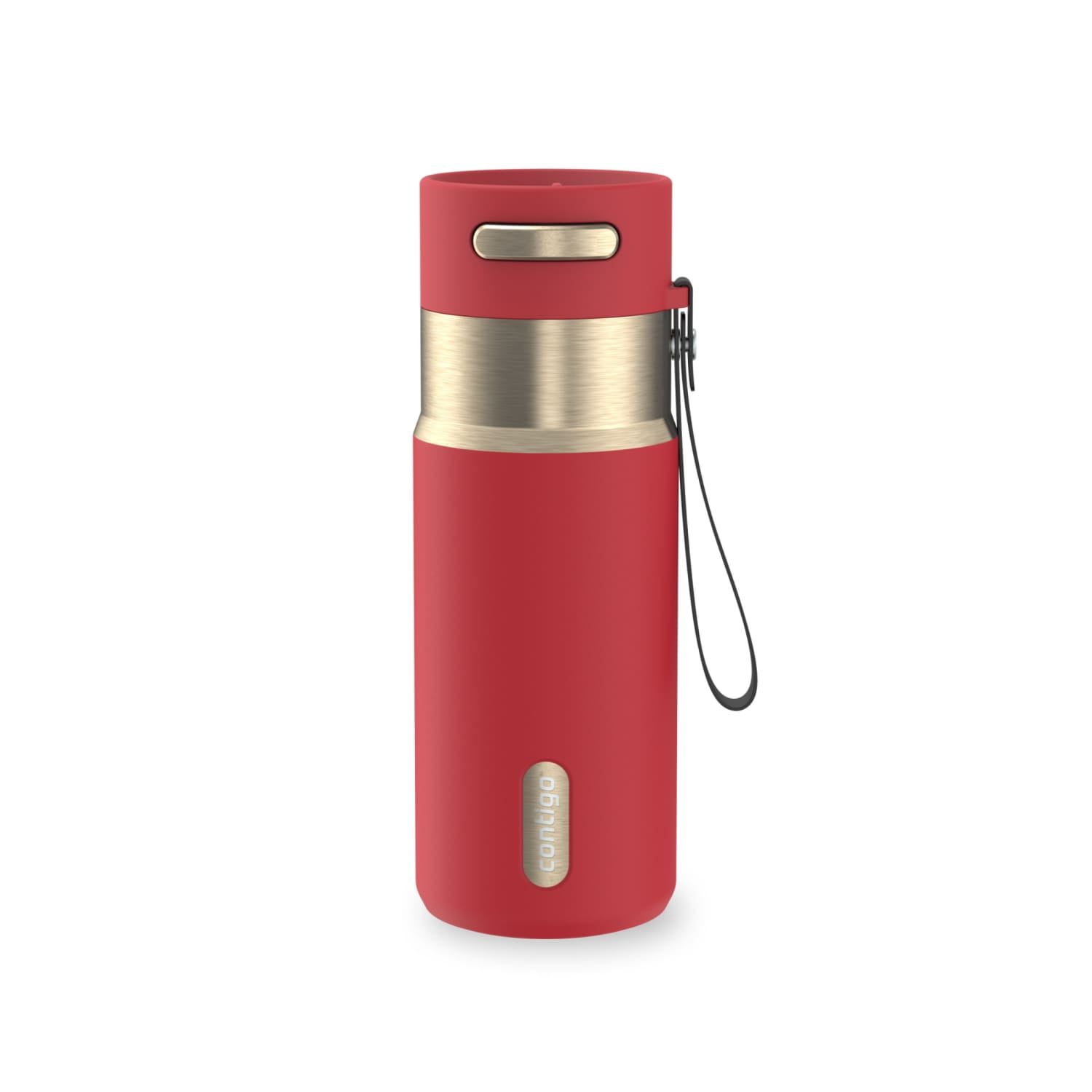 Contigo 16 oz Stainless Steel Water Bottle, Leak-Proof, Hot & Cold Insulated, Travel, Gym & Office Friendly, Carry Strap, Red/Champagne