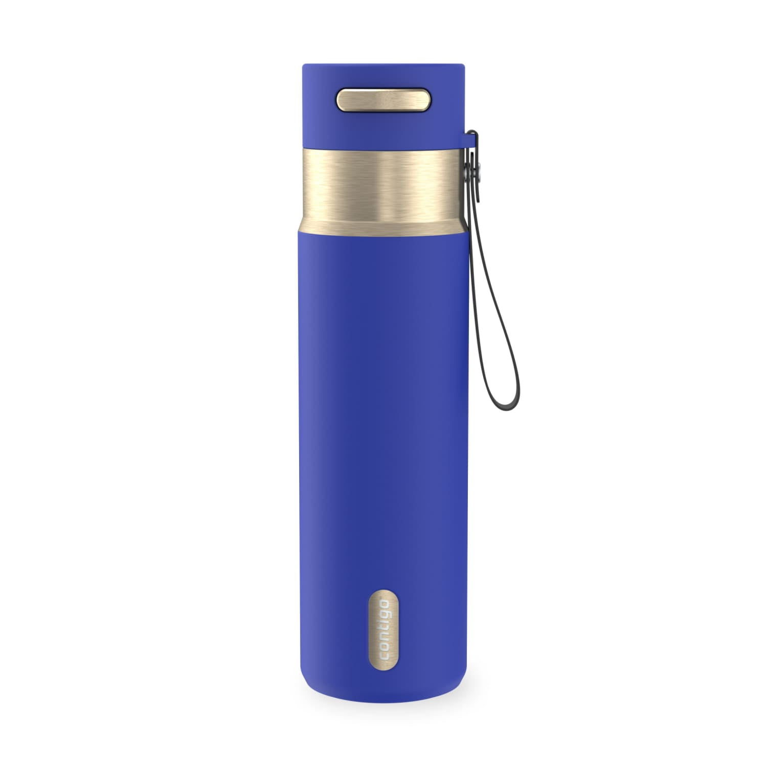 Contigo 24 oz Stainless Steel Leak-Proof Insulated Water Bottle with Carry Strap, Blue/Champagne