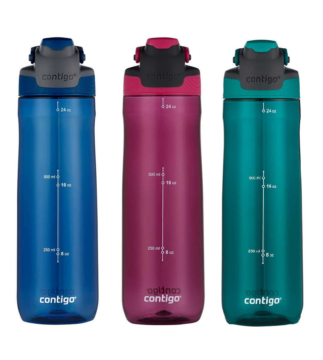 Contigo AutoSeal Tritan Water Bottles - 3 Pack - Purple, Pink, Blue [H —  MyShopville