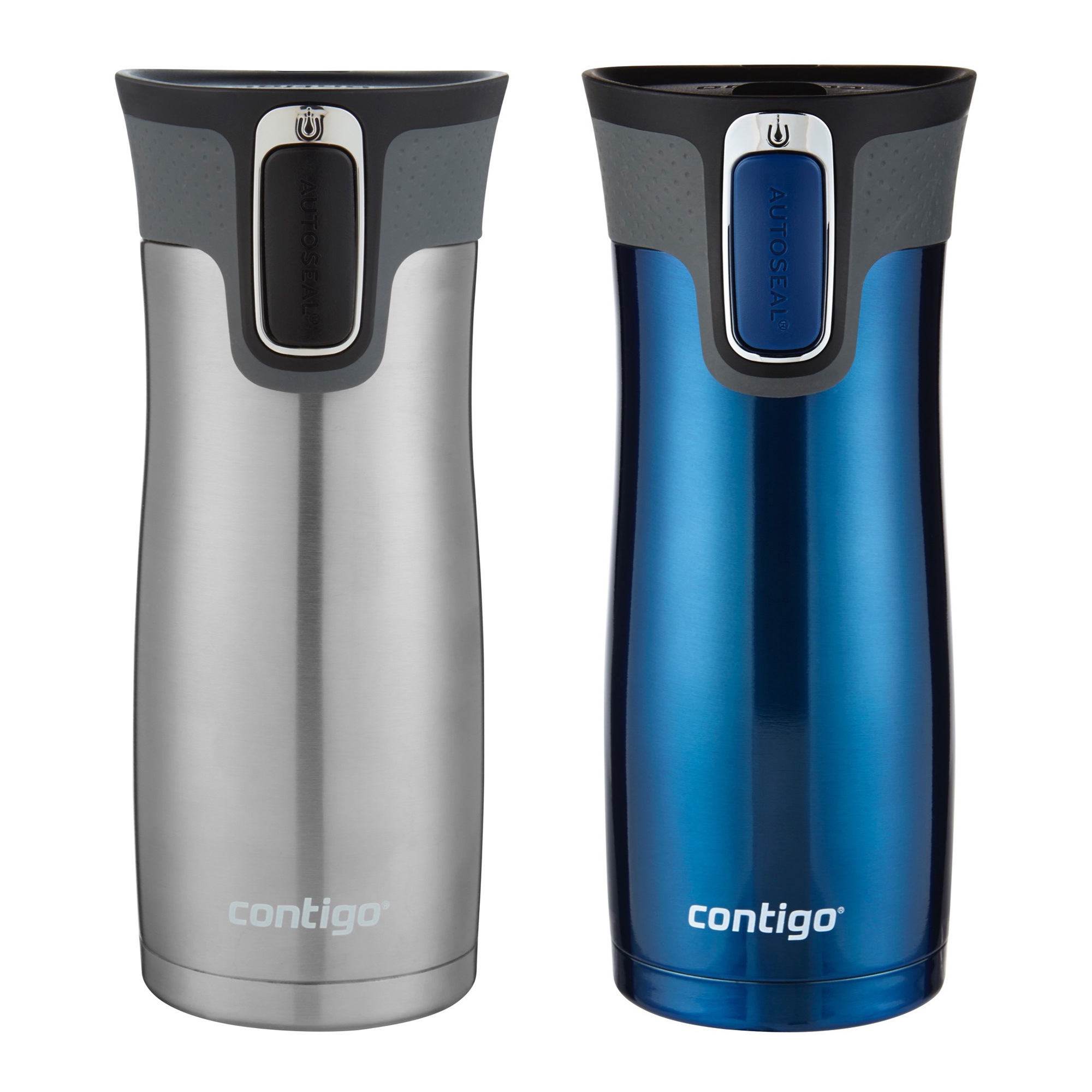 Contigo Autoseal West Loop Vacuum-insulated Stainless Steel Travel Mug with Easy-clean Lid, 16 Oz., Monaco & Stainless Steel, 2-Pack - image 1 of 8