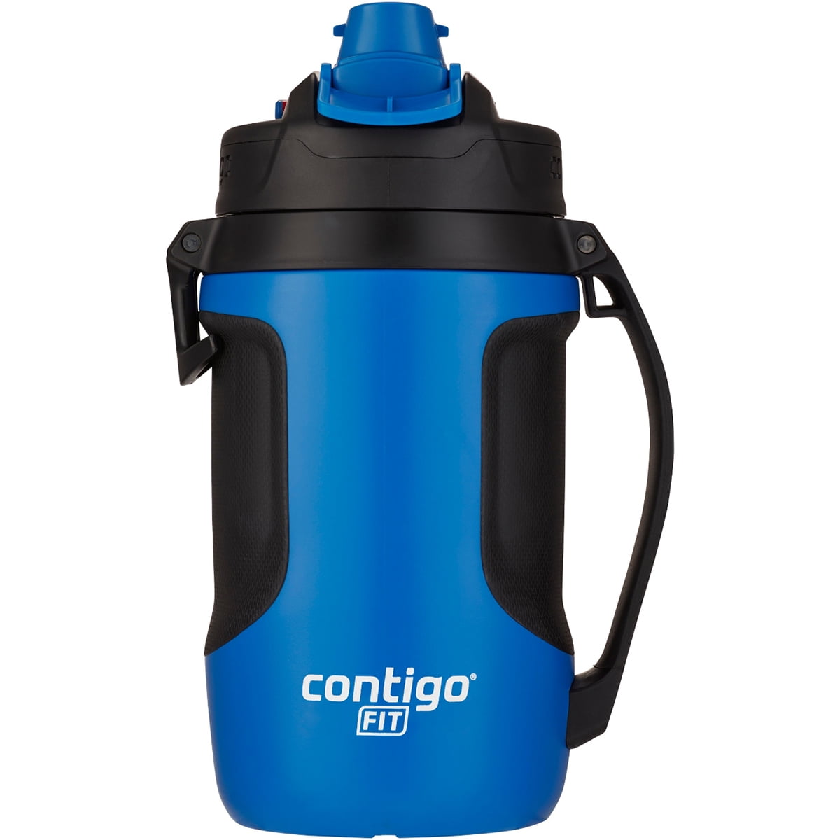 Contigo Autospout Insulated Plastic Water Bottle with Flip-Top Lid, Blue and Black, 64 oz