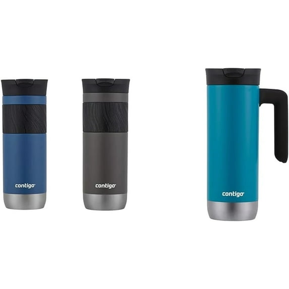 Contigo Byron Vacuum-Insulated Stainless Steel Travel Mug with Leak-Proof Lid, Reusable Coffee Cup or Water Bottle, Bpa-Free, Keeps Drinks Hot or Cold for Hours, 20Oz, Blue Corn