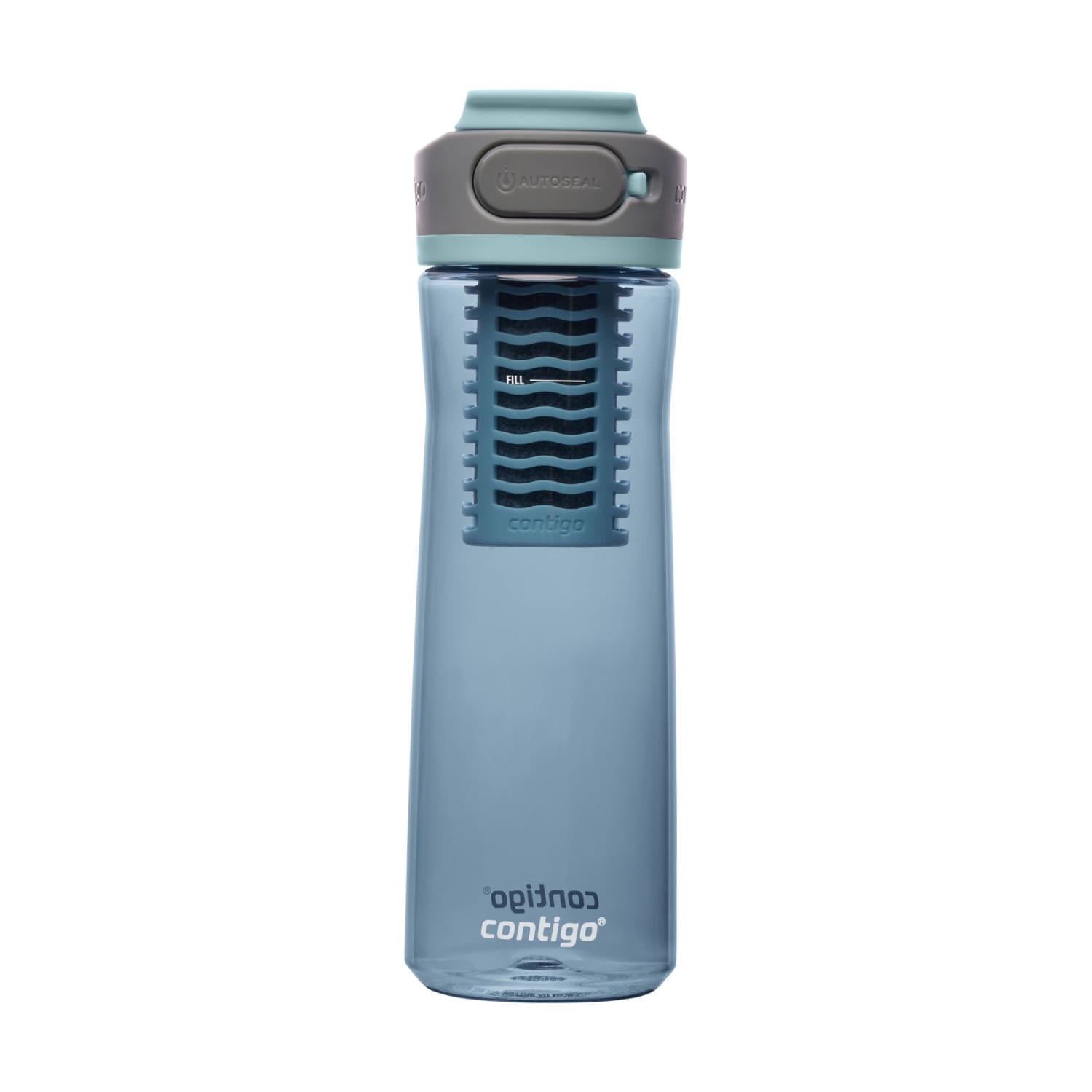 Contigo Clybourn Plastic FreeFlow Filter Water Bottle with AUTOSEAL Lid 24 oz., Dark Ice, with Replacable Filter