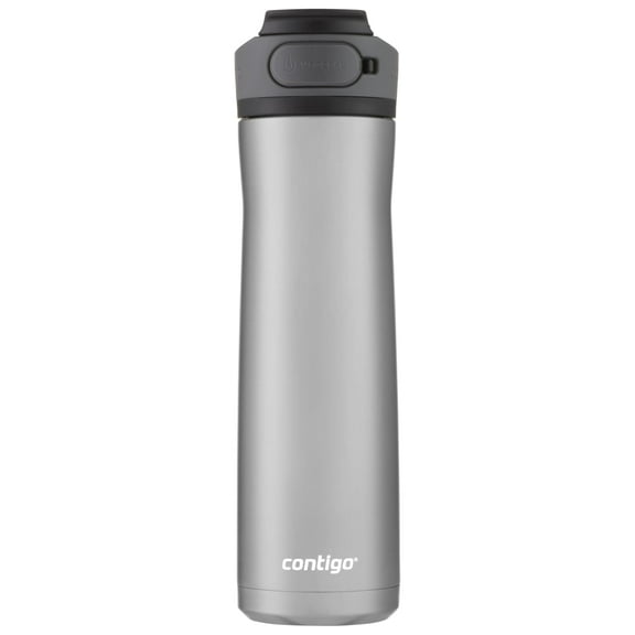 Contigo Cortland Chill 2.0 24 oz Silver, Gray and Licorice Solid Print Double Wall Vacuum Insulated Stainless Steel Water Bottle with Wide Mouth Lid