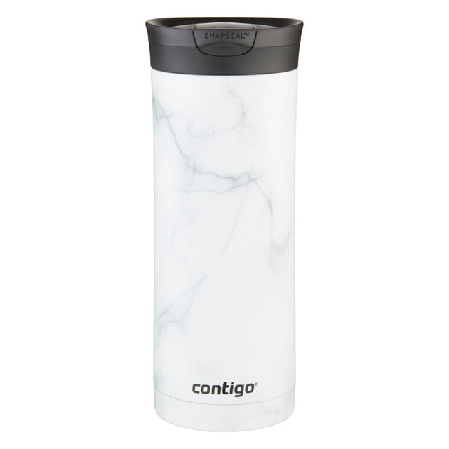 Contigo Couture Huron Stainless Steel Travel Mug with SNAPSEAL Lid White Marble, 20 fl oz.