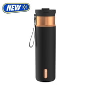 Contigo 24oz DualSip Insulated Stainless Steel Water Bottle with Built-In Straw and Drink Opening, Licorice Black/Bronze