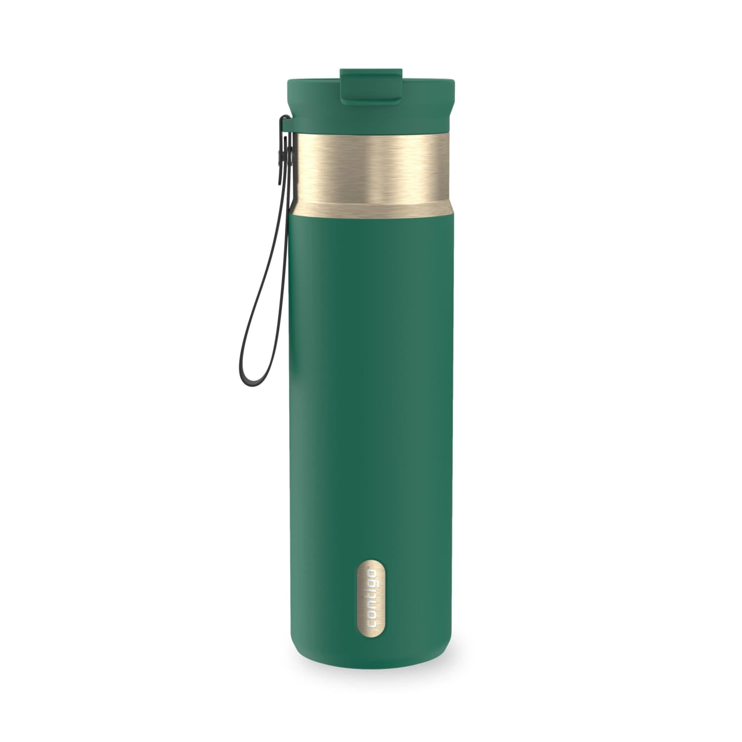 Contigo 24 oz DualSip Stainless Steel Leak-Proof Insulated Water Bottle with Straw or Sip Lid and Carry Strap, Green/Champagne