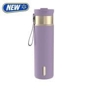 Contigo 24oz DualSip Insulated Stainless Steel Water Bottle with Built-In Straw and Drink Opening, Purple Carrot/Champagne