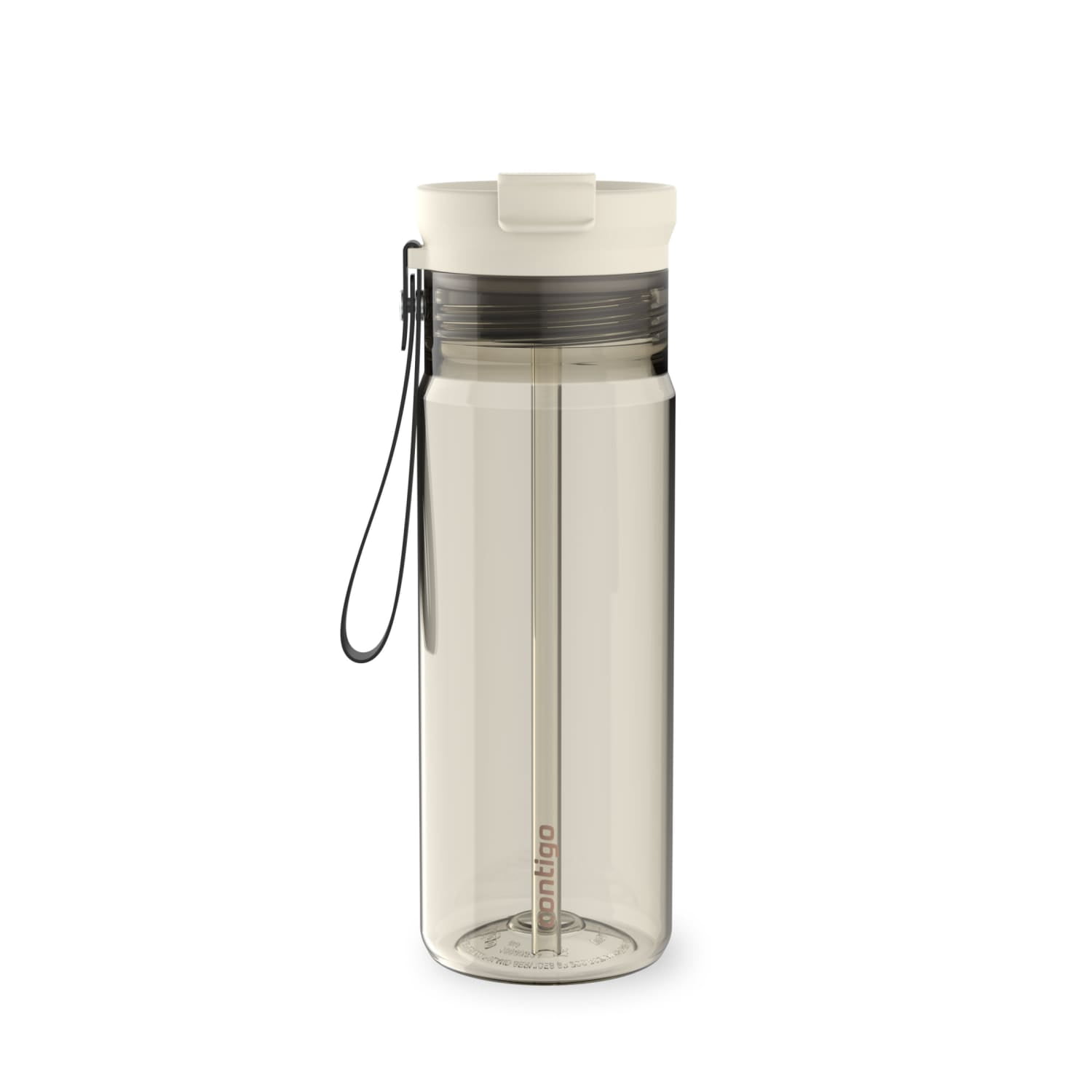 Contigo DualSip Leakproof Plastic Reusable Water Bottle with Carrying Strap, Cream/Clear, 24 oz