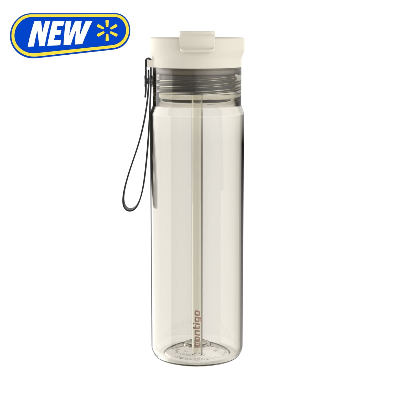 Contigo 28oz DualSip Plastic Water Bottle with Built-In Straw and Drink Opening, Oatmilk Cream/Champagne