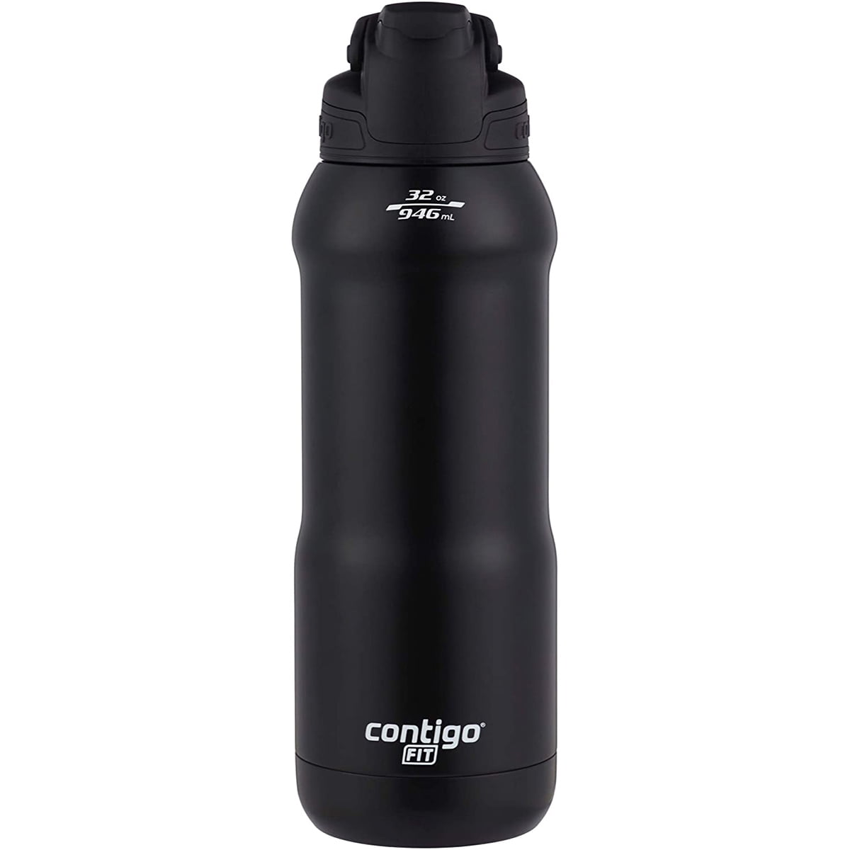 Contigo Fit Stainless Steel AUTOSPOUT Water Bottle with Straw, Black Licorice, 32 fl oz.