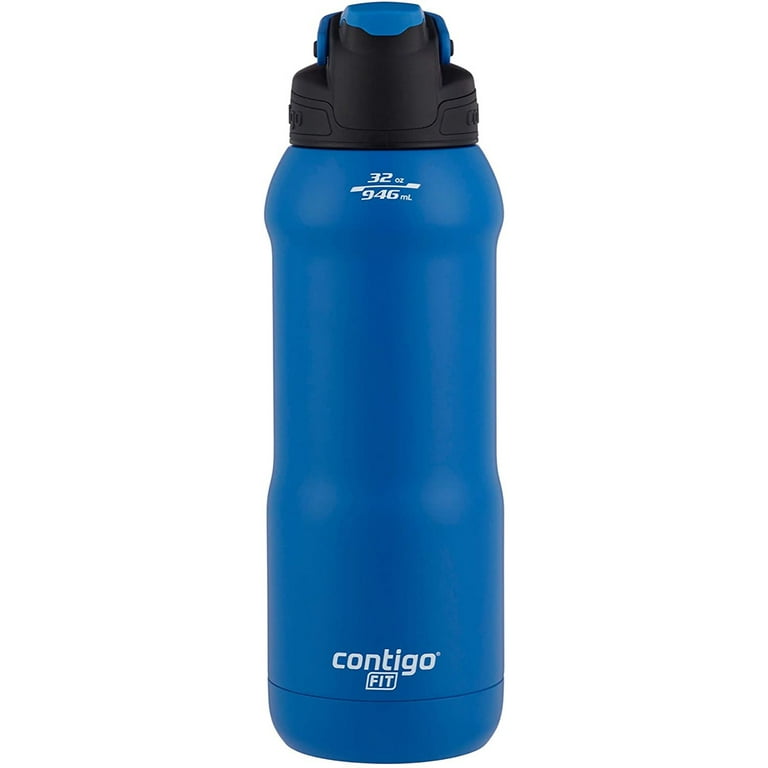 Contigo Fit Stainless Steel AUTOSPOUT Water Bottle with Straw, Blue Amp, 32  fl oz.