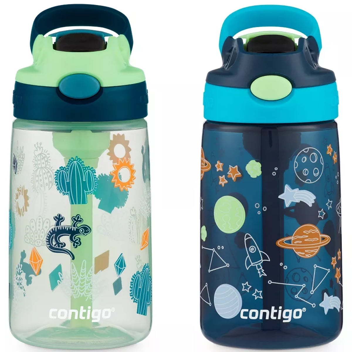 Contigo Kid's 14 oz. Water Bottle 2-Pack - Cactus/Blueberry Cosmo