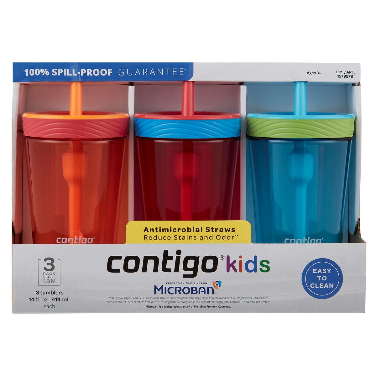Contigo Kids Straw Tumbler Ages 3 BPA Free 14oz 100% Spill Free USA Seller