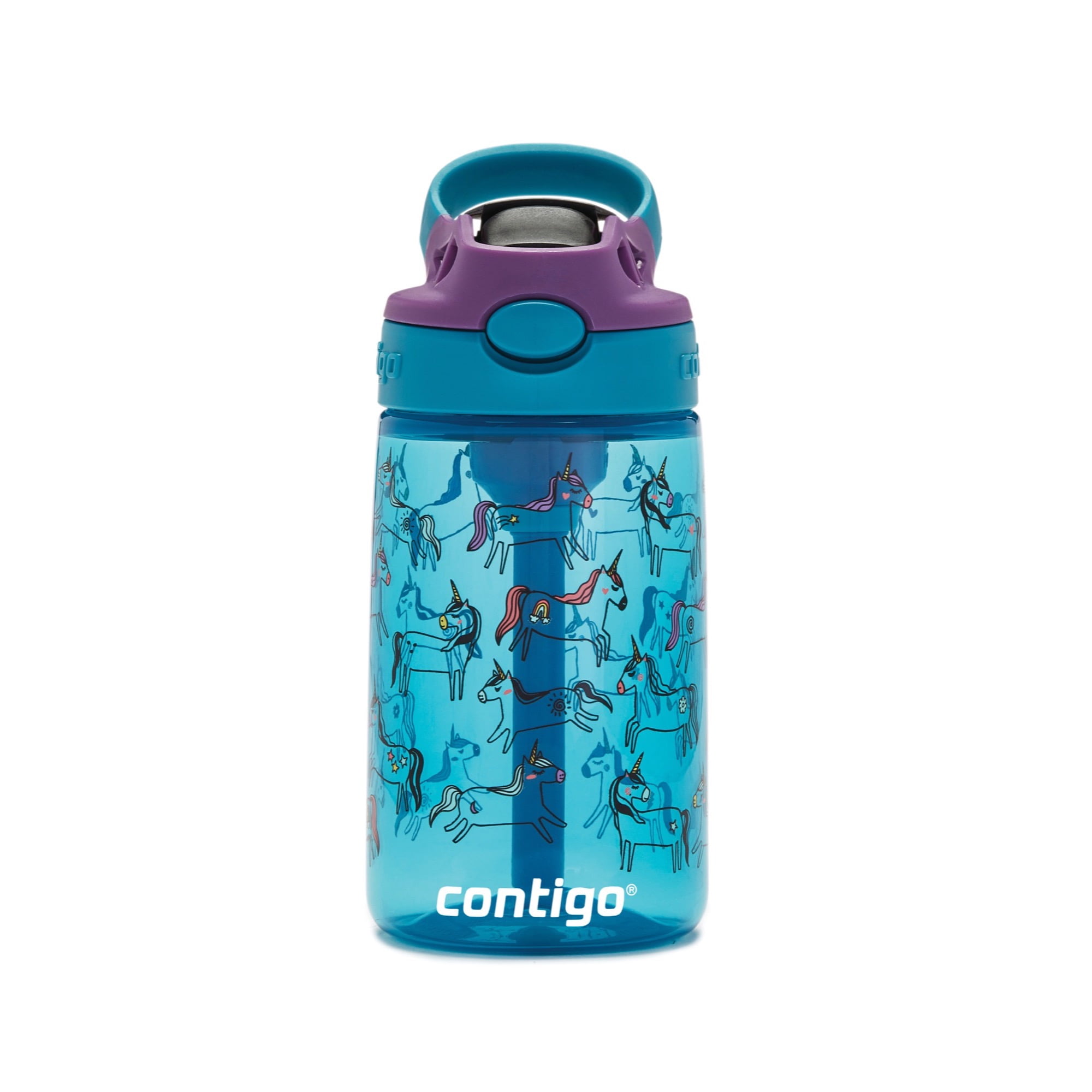 Contigo Kids AUTOSPOUT Straw Water Bottle with Easy-Clean Lid, 14 oz.,  Juniper Unicorns 