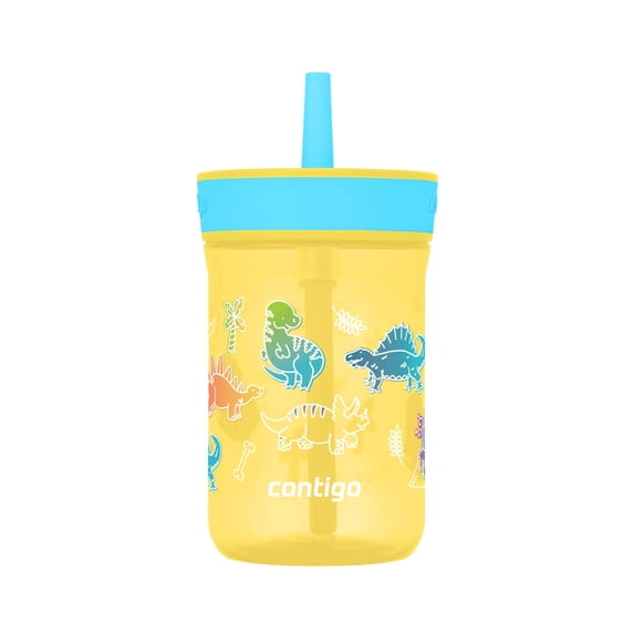 Contigo Kids Leighton Spill-Proof Tumbler with Straw, Ages 3+, 14 oz, Yellow