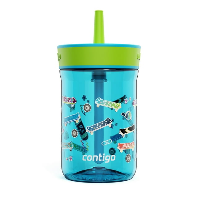Contigo Kids’ Leighton Straw Tumbler with Spill-Proof Leak-Proof Lid, 14 oz.