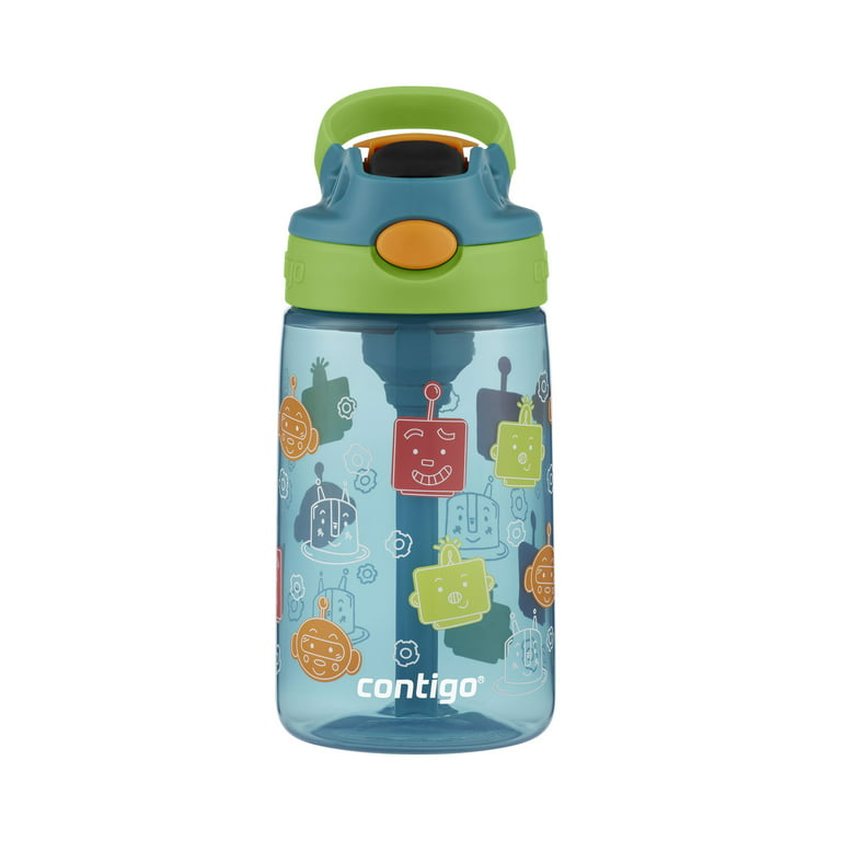 Contig Kids Plastic Water Bottle with Straw Lid Red Little Dino Heard, 14  fl oz. 