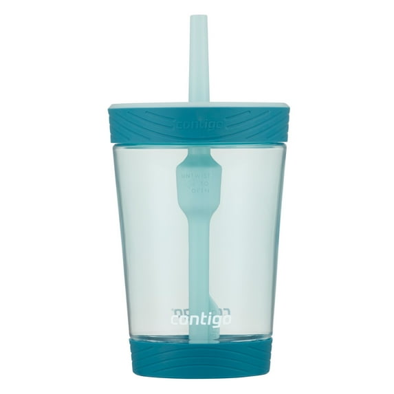 Contigo Kids Spill-Proof Plastic Tumbler with Straw, Blue, 14 fl oz.