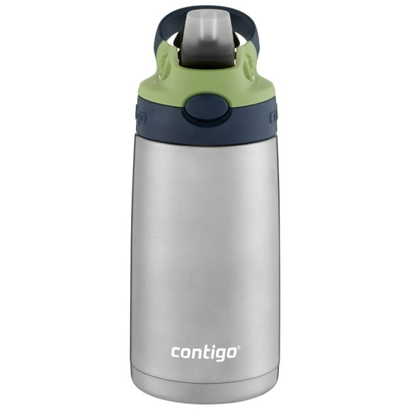 Contigo Kids Stainless Steel Water Bottle with Autospout Straw Lid Blueberry and Green Apple, 13 fl oz.