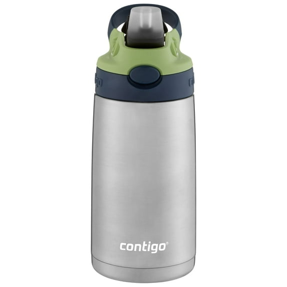 Contigo Kids Stainless Steel Water Bottle with Autospout Straw Lid Blueberry and Green Apple, 13 fl oz.