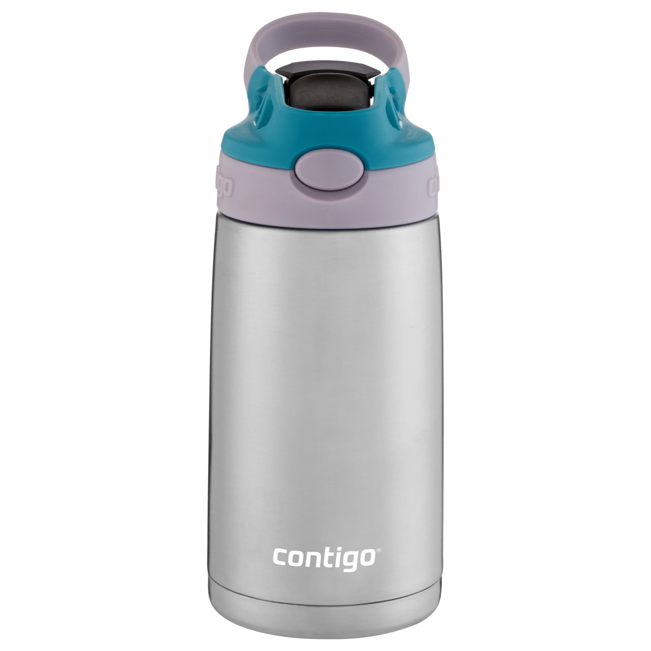 Contigo Kids Stainless Steel Water Bottle with Autospout Straw Lid  Blueberry and Green Apple, 13 fl oz.