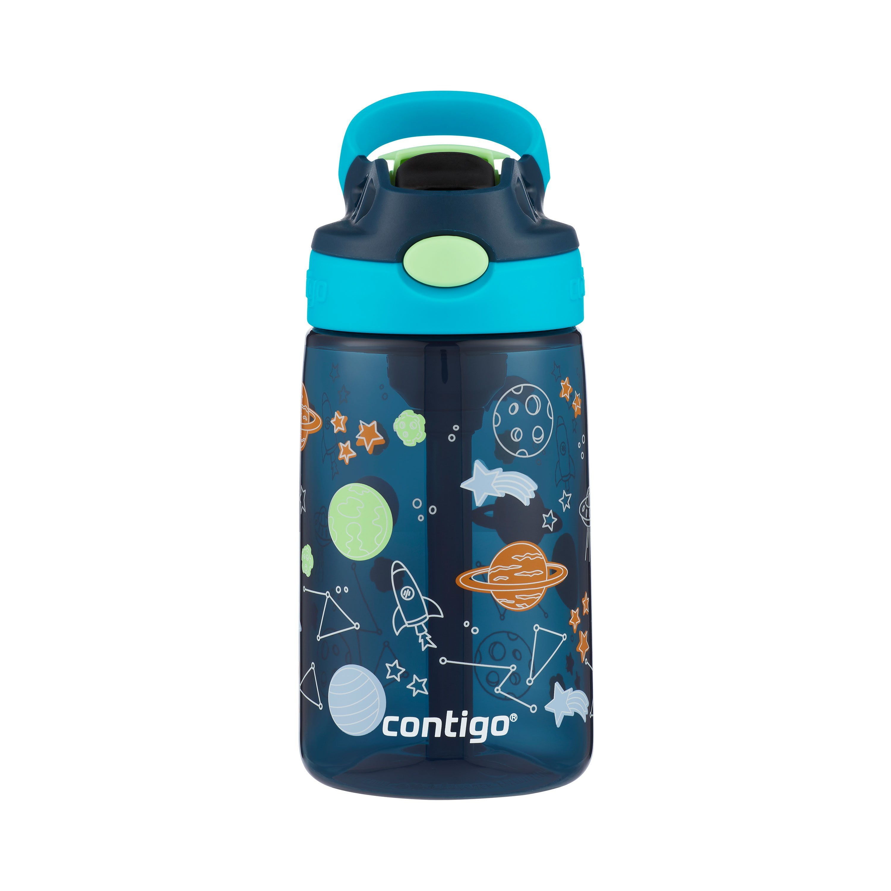 Contigo Kids Water Bottle with AUTOSPOUT Straw Lid Blueberry Blue Cosmos,  14 fl oz. 