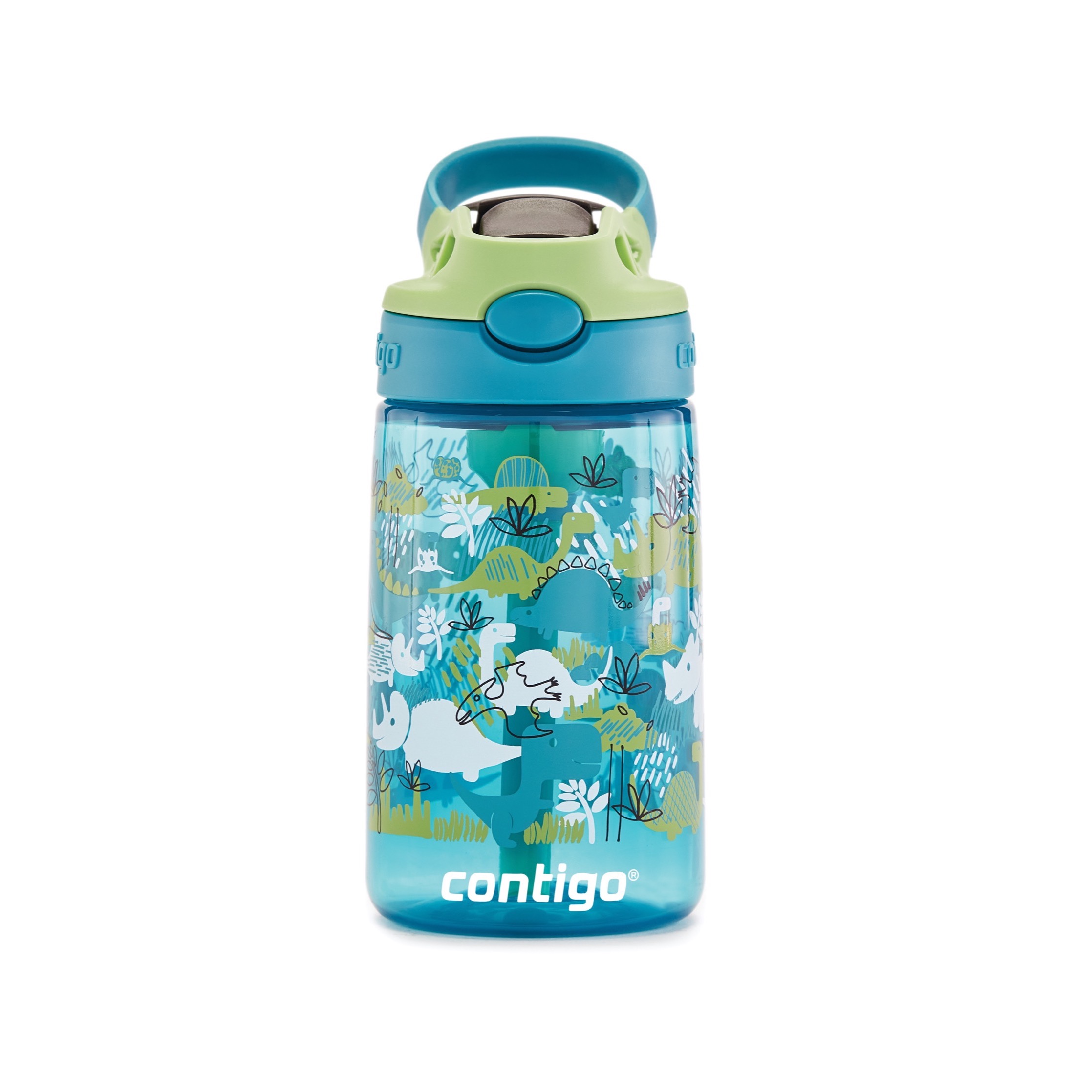 Contigo Kids Water Bottle with Autospout Straw Green & Blue, 14 fl oz. - image 1 of 8
