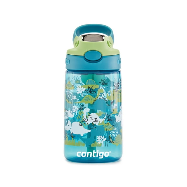 Contigo Kids Water Bottle with Autospout Straw Green & Blue, 14 fl oz.