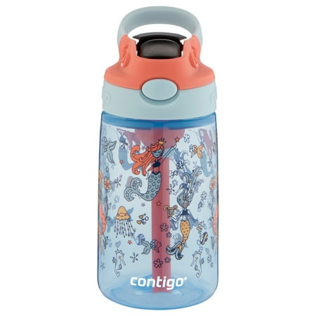 Contigo Kids Water Bottle with Redesigned AUTOSPOUT Straw Lid Mermaids, 14 fl oz.