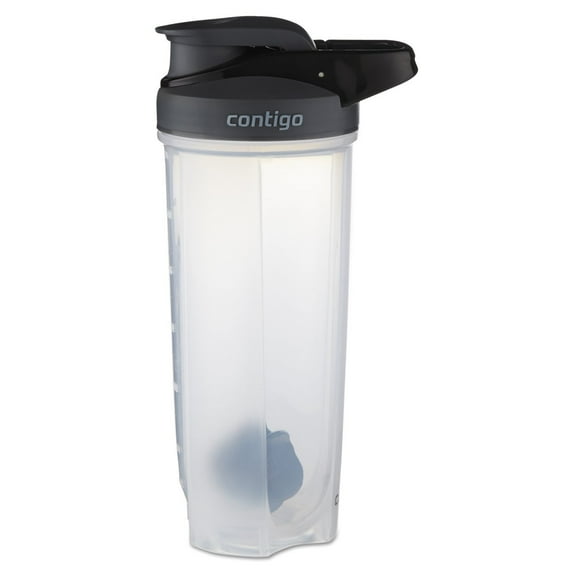 Contigo Shake & Go Fit 28 oz Black and Clear Shaker Bottle with Flip-Top and Wide Mouth Lid