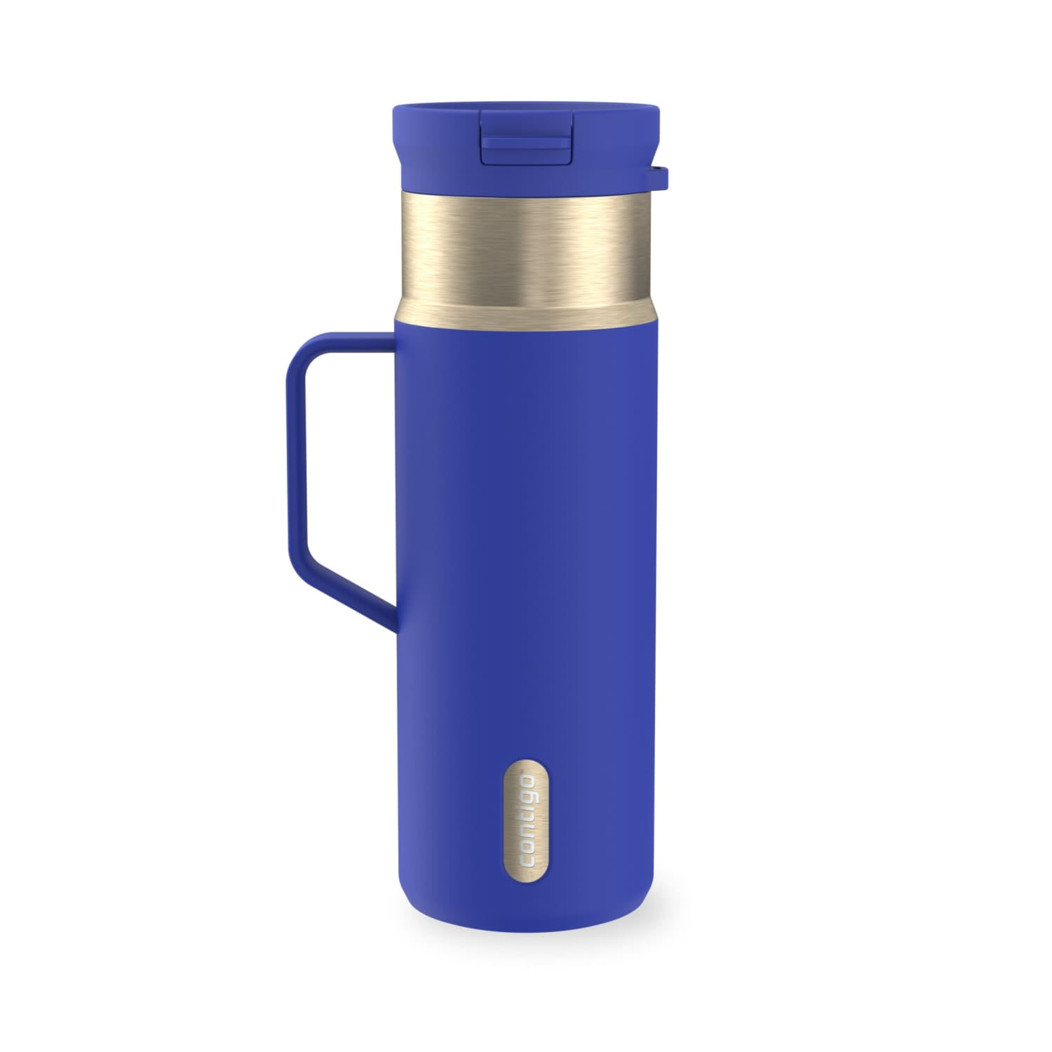 Contigo 20 oz Stainless Steel Travel Mug Tumbler – Leak-Proof Insulated Coffee Mug, Keeps Drinks Hot, Side Handle, Royal Blue/Champagne