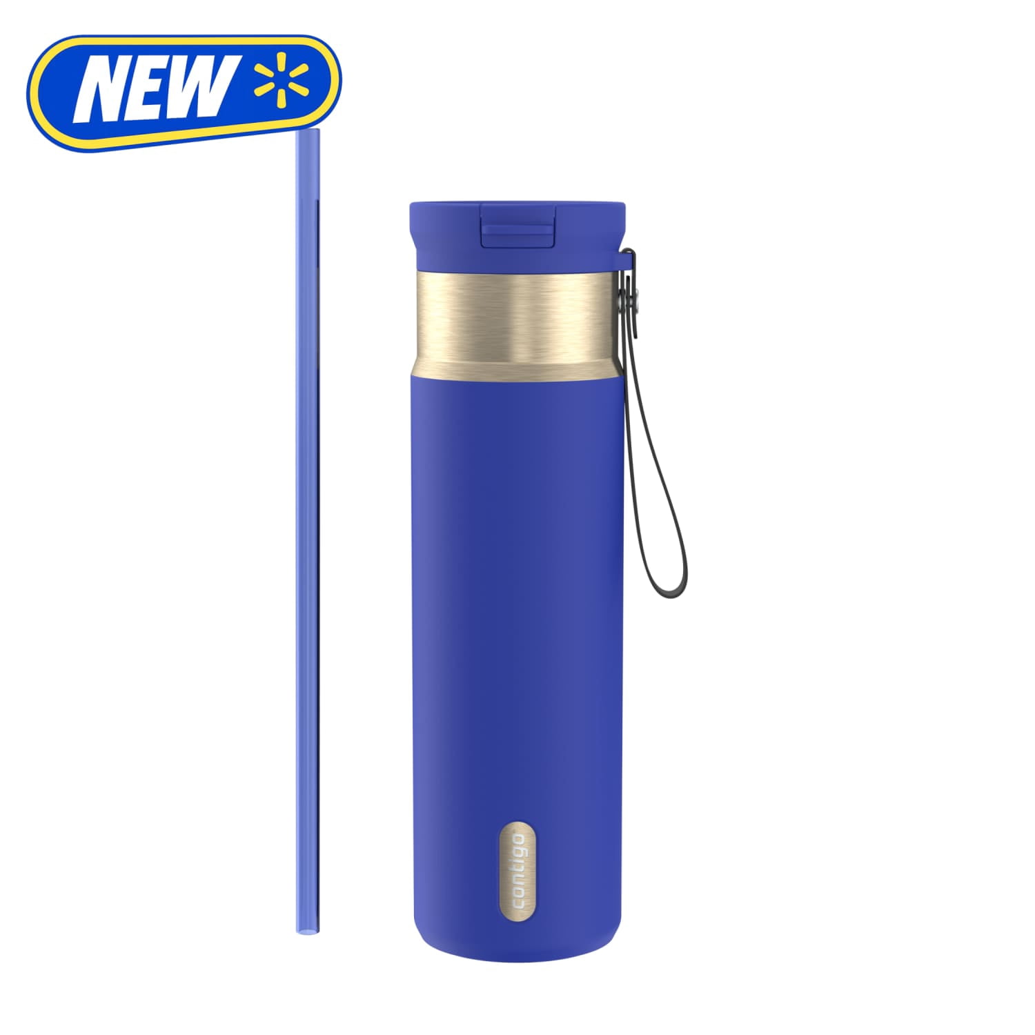 Contigo 24oz SnapSeal Insulated Stainless Steel Water Bottle with Straw, Indigo Blue/Champagne
