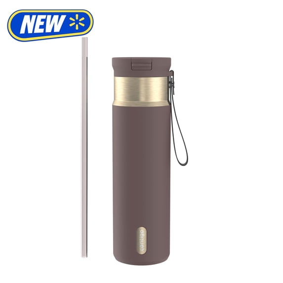 Contigo SnapSeal 24 oz Leakproof Stainless Steel Water Bottle with Carrying Strap and Reusable Straw
