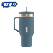 Contigo 30oz SnapSeal Insulated Stainless Steel Tumbler with Straw, Denim Blue/Champagne