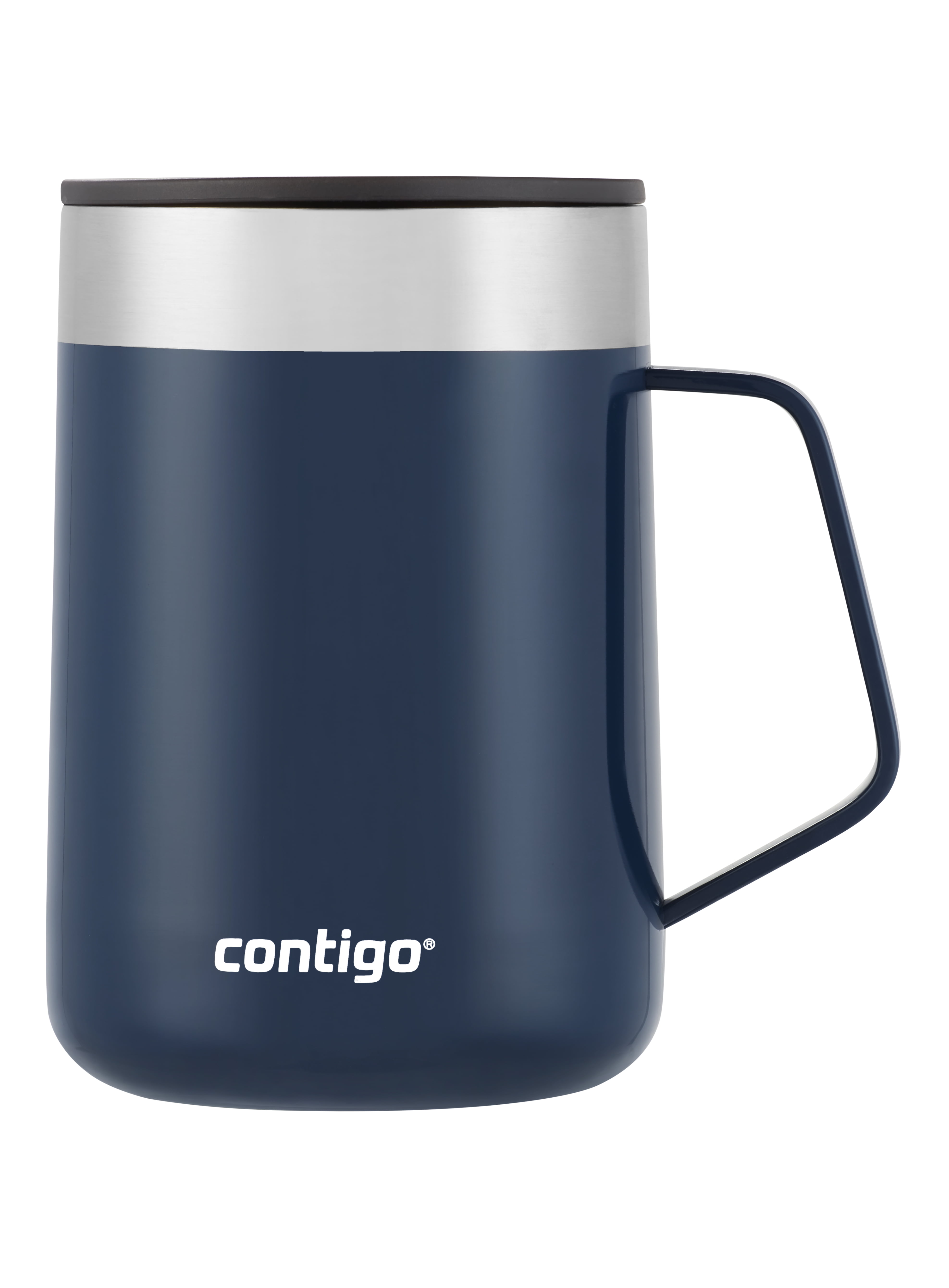 Contigo Streeterville Stainless Steel Mug with Splash-Proof Lid and Handle  Licorice Black, 14 fl oz.
