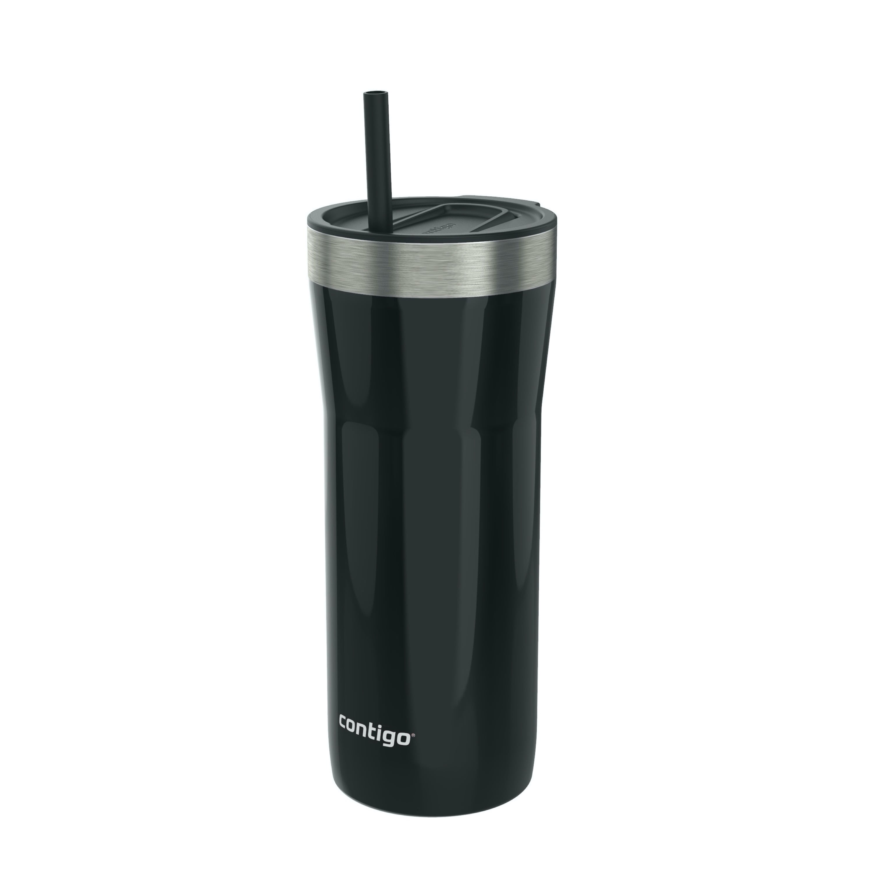 Contigo Streeterville Stainless Steel Tumbler with Plastic Straw and Splash-Proof Lid, Licorice, 32 fl. oz