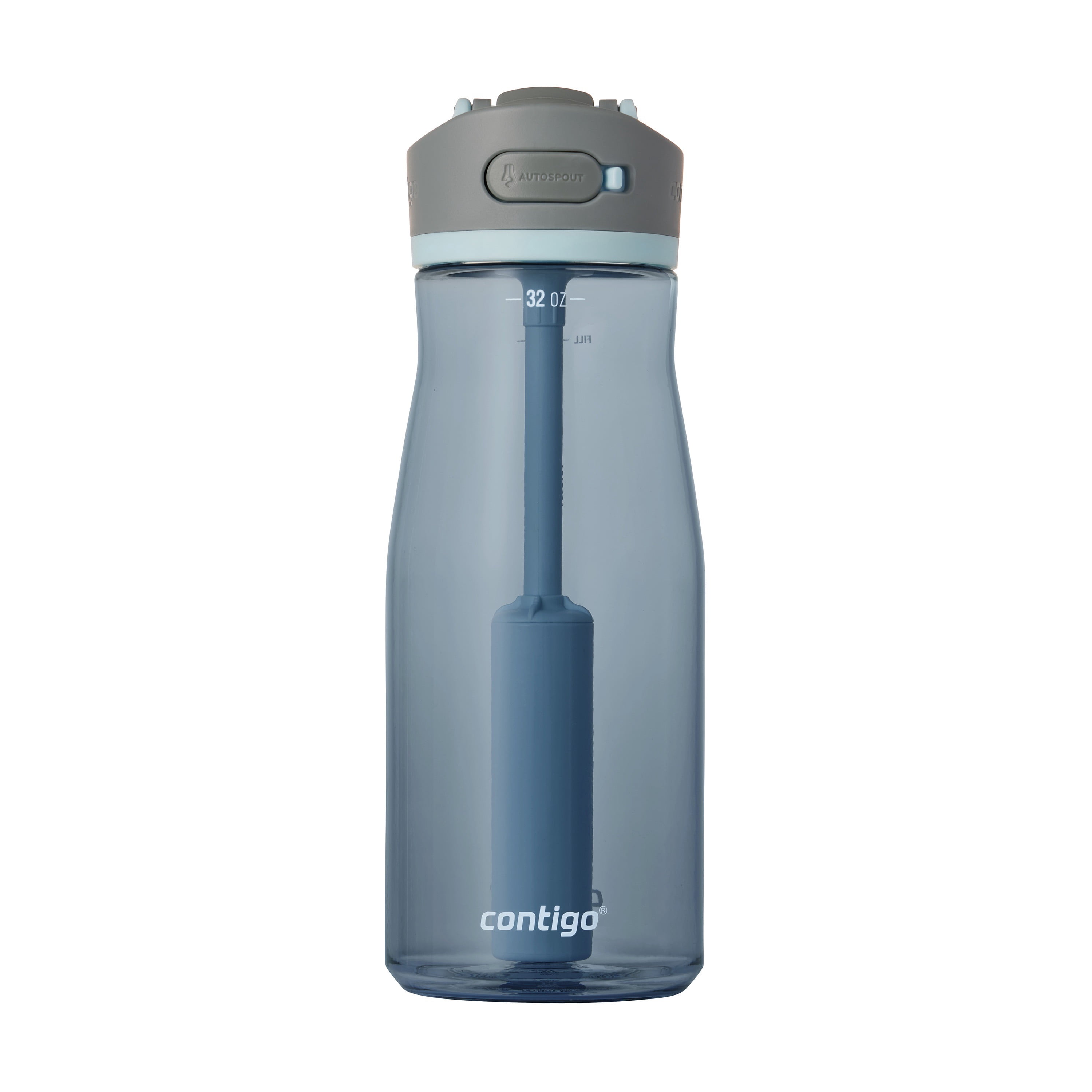 Contigo® Wells Plastic Filter Water Bottle with AUTOSPOUT® Straw Lid, 32 oz., Dark Ice