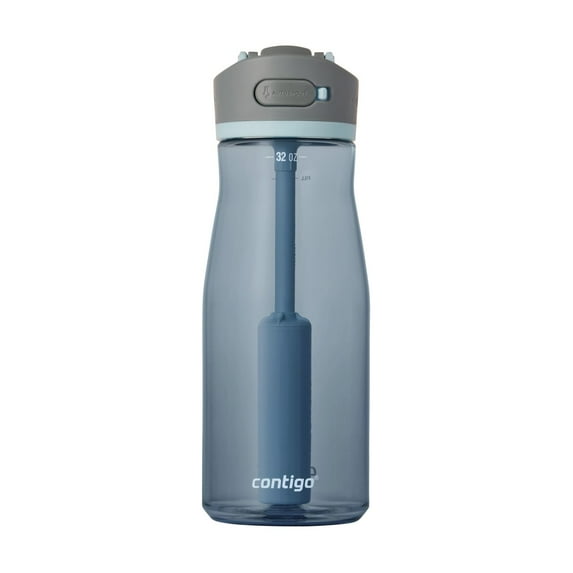 Contigo Wells Plastic Filter Water Bottle with AUTOSPOUT Straw Lid, 32 oz., Dark Ice