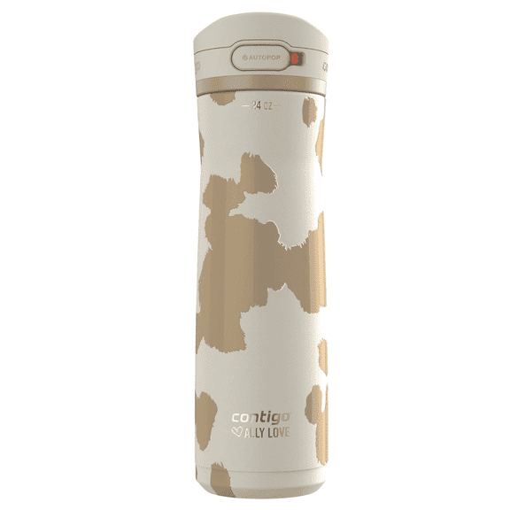 Contigo x Ally Love Jackson Chill 2.0 Stainless Steel Water Bottle, AutoPop Lid, 24 oz, Oatmilk