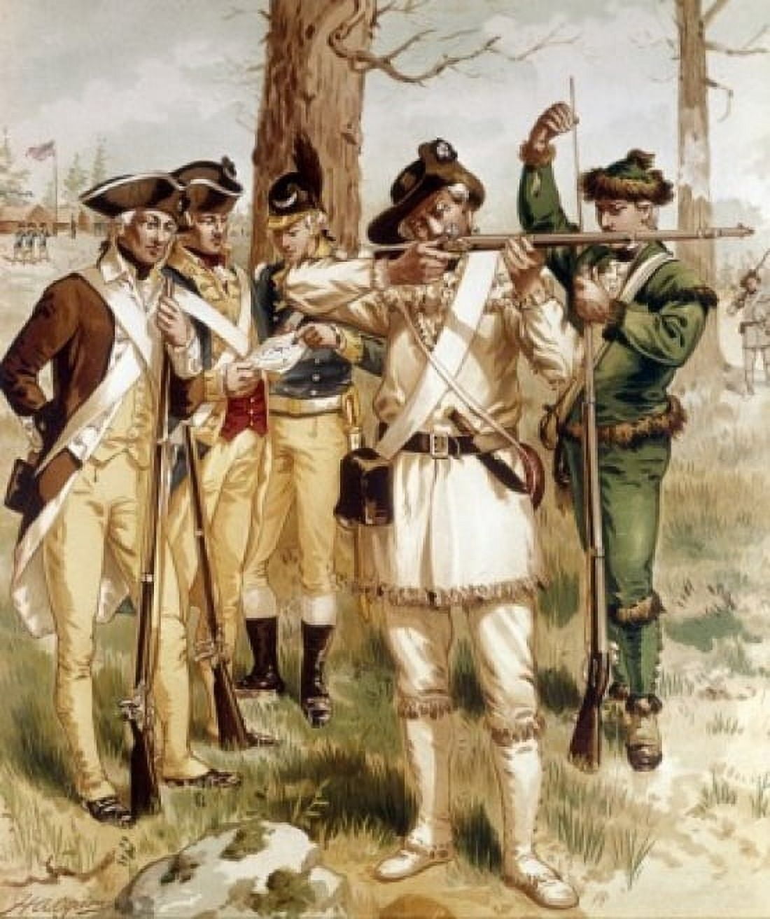 Continental Army (1776-1779) by Henry Alexander Ogden (1856-1936) (1856-1936) Canvas Art - Henry Alexander Ogden (24 x 36)