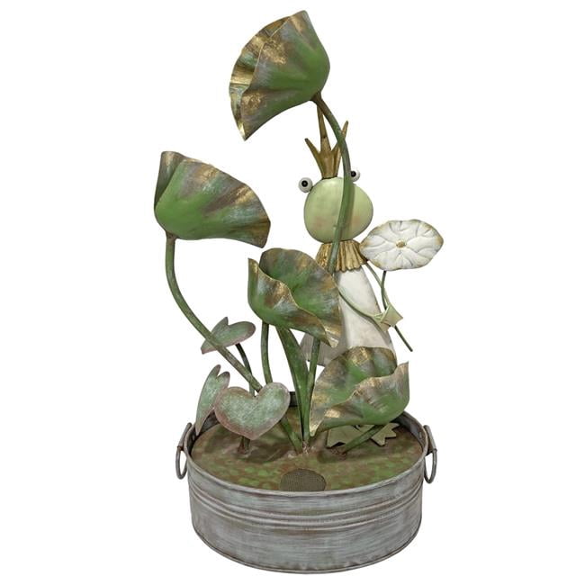 Continental Art Center 106223 Outdoor Metal Frog Table Top Decorative Water Fountain Yard Art