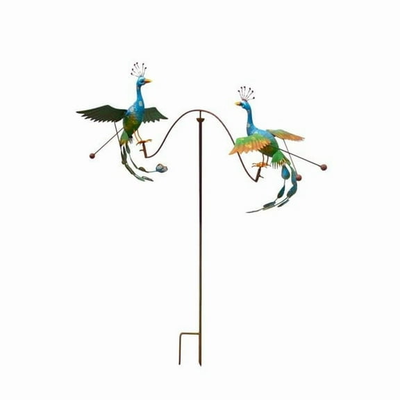 Continental Art Center 15738 Kinetic Metal Double Peacock Balancer - Rustic